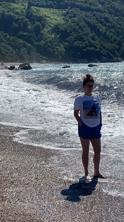 Morning beach time in Prijevor with waves and pebbles
