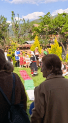 Traditional Bulgarian clothing gathering in Sapareva Banya outdoor celebration