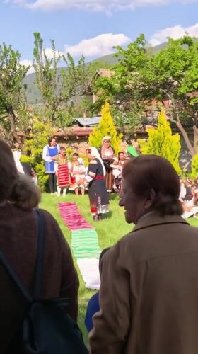 Traditional Bulgarian clothing gathering in Sapareva Banya outdoor celebration