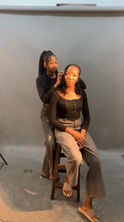 Photo shoot with hair styling captured at Nigerian studio