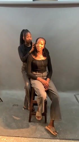 Photo shoot with hair styling captured at Nigerian studio