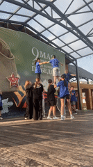 Children perform Victory Day cheerleading routines in Ufa, Russia