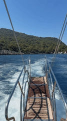 Cruising past rocky cliffs along the Turkish Mediterranean coast