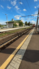 Traveler documents railway station visit in Vyatskiye Polyany, Russia