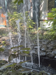 Ornamental waterfall and fountain in a Budva garden