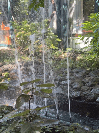 Ornamental waterfall and fountain in a Budva garden