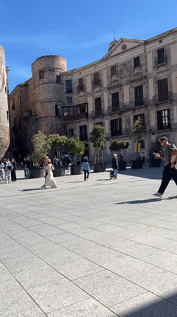 Sunny afternoon documented in Barcelona's historic public square