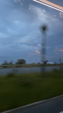 Vehicle passengers record overcast coastal drive near Manavgat, Turkey