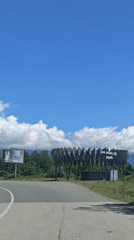 Rural drive captured in Inkiti, Abkhazia amid cloudy mountain scenery