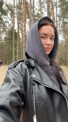 Person films self-walk on wooded path near Russian sanatorium