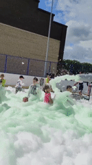 Summer morning at a playground in Noviy, Russia