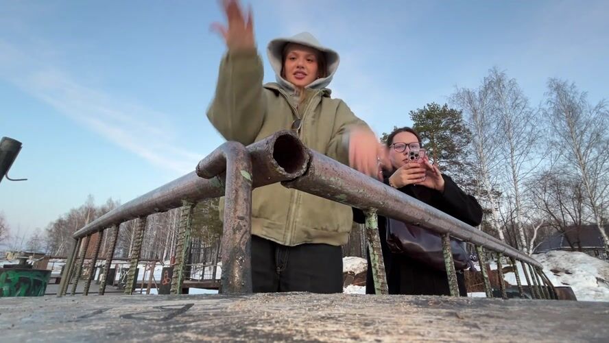Two Women Document Winter Outing with Selfies in Chaikovsky