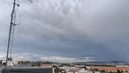 Stormy skies documented over Spanish suburb Wednesday afternoon