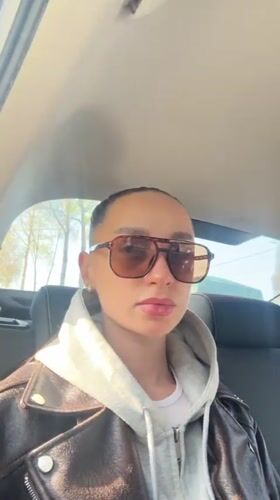 Woman photographed in car in Belorechensk, Russia