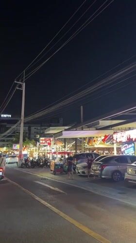 Busy night street scene captured in Pattaya City