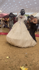 Wedding celebration held under decorated tent in Shen, Nigeria