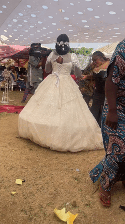 Wedding celebration held under decorated tent in Shen, Nigeria