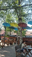 Woman spends morning at waterfront amusement park, documents rides and snacks