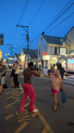 Street dancing observed in Provincetown during twilight hours