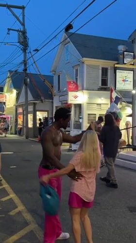 Street dancing observed in Provincetown during twilight hours