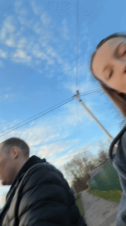 Family documents afternoon walk in Reshetnikovo with selfies