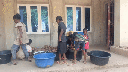 Community harvest processing in Akwanga Nigeria Monday morning