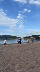 Beach volleyball game played in Boreti, Montenegro morning