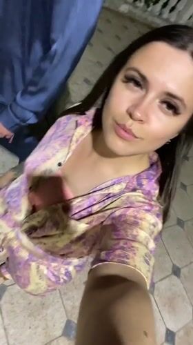 Night out around a purple-lit building in Makhachkala