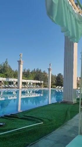 Ornate outdoor pool complex in Gulabad, Uzbekistan