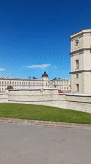 Tourist explores Gatchina Palace and underground tunnels in Russia