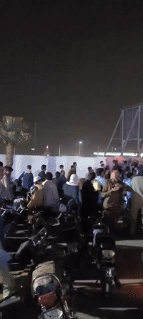 Large crowd gathers around fire in Quetta, Pakistan