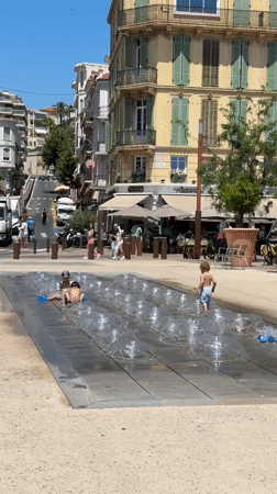 Sunny morning around Cannes' waterfront and public spaces