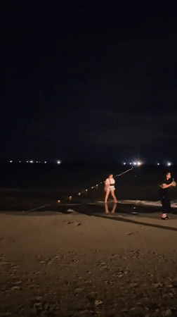 A lively night out along Da Nang's beachfront promenade