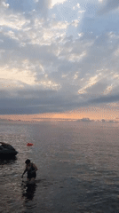 Overcast afternoon on the Black Sea shore in Batumi