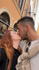 Couple visits Pantheon area on sunny Rome afternoon