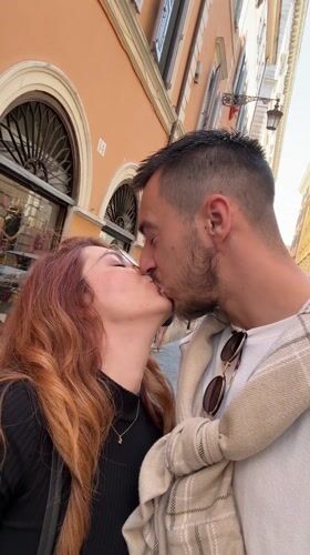 Couple visits Pantheon area on sunny Rome afternoon