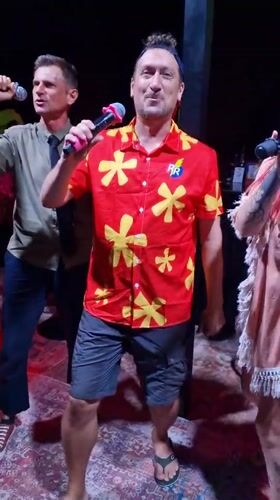Evening karaoke session in Baan Bang Rak, Thailand