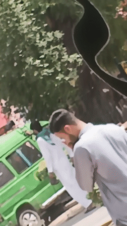 Morning street life and damaged vehicle documented in Samundri