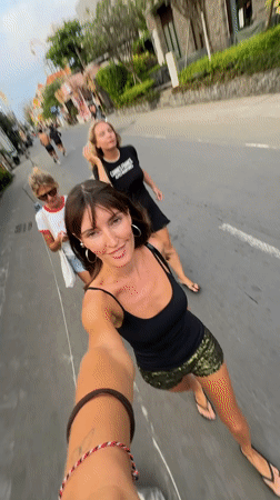 Rollerblading crew filming themselves on a North Kuta street