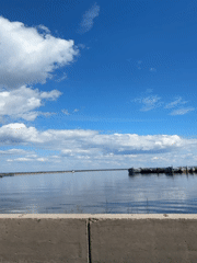 Morning waterfront scenes captured in Chaikovsky, Russia
