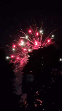 Evening fireworks display lights up Hrodna, Belarus sky