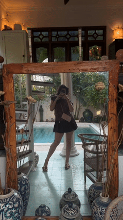 Women take morning selfies in North Kuta Indonesia locations