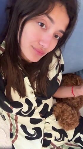 Woman and Goldendoodle share quiet morning moments in Montenegro villages