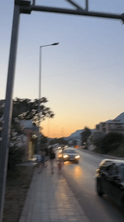 Sutomore beach and streets at golden hour