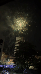 Fireworks Light Up Night Sky Over Gabrovo, Bulgaria