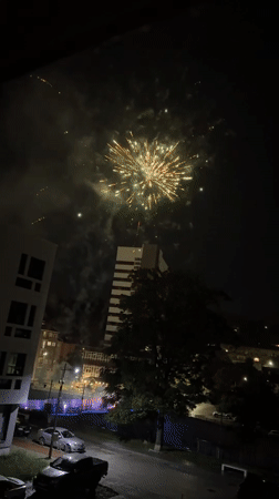 Fireworks Light Up Night Sky Over Gabrovo, Bulgaria
