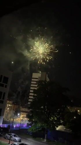 Fireworks Light Up Night Sky Over Gabrovo, Bulgaria