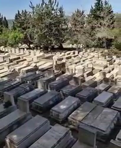 Cemetery maintenance observed at Mount of Olives in Jerusalem