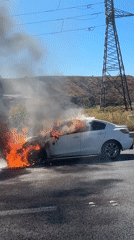 Car fire reported on roadside in Ganot, Israel
