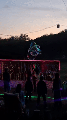 Evening bubble show entertains families in Montenegro village